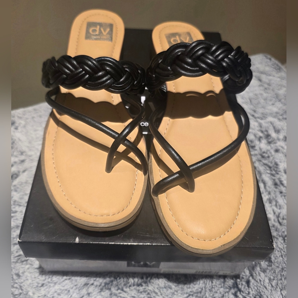 DV by Dolce Vita Black Braided-Strap Sandals